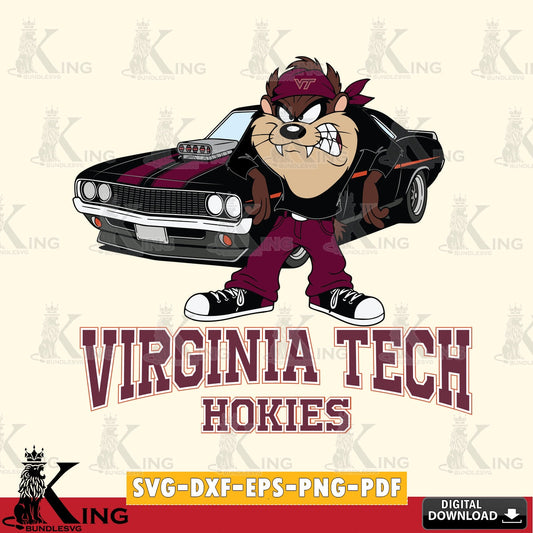 Virginia Tech Hokies Taz Racing Car SVG file, Cut file  , Digital Download , Instant Download, Taz svg, NCAA svg