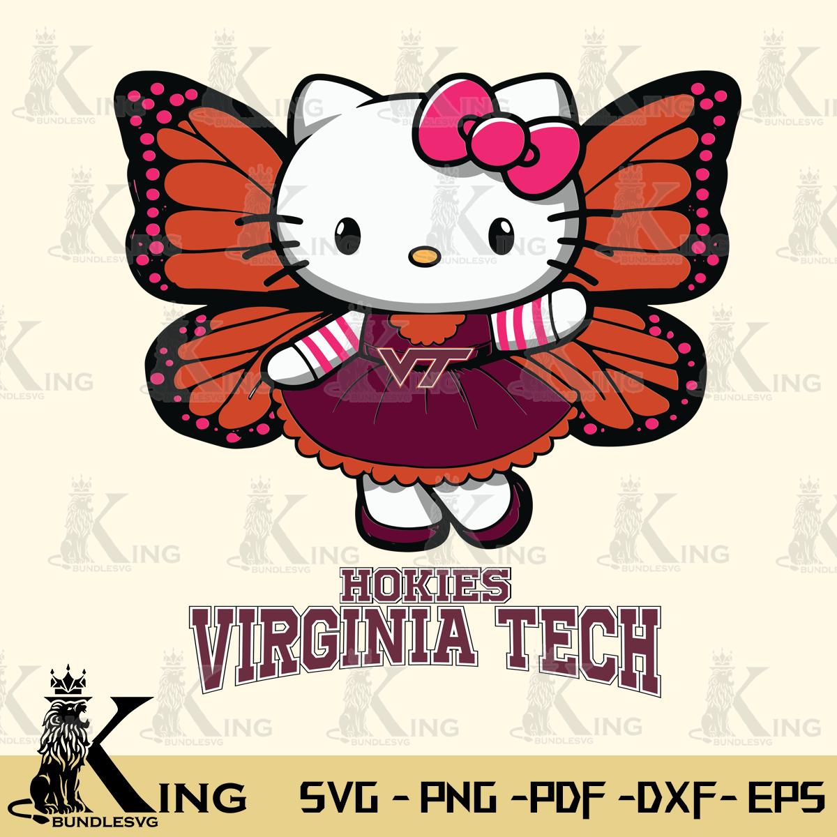 Virginia Tech Hokies Whimsical Kitty Wings Svg Eps Dxf Png File, Digital Download