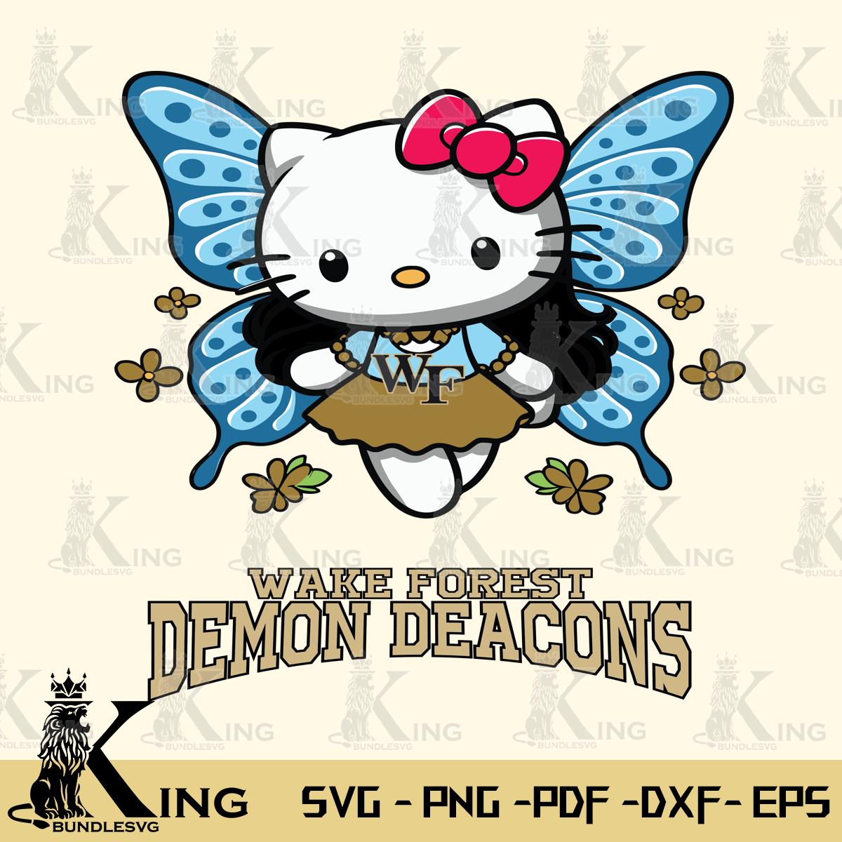 Wake Forest Demon Deacons Butterfly Kitty Charm Svg Eps Dxf Png File, Digital Download