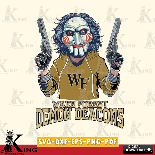 Printable art of Wake Forest Demon Deacons Jigsaw Billy Football, SVG PNG files perfect for Cricut and Silhouette cutting