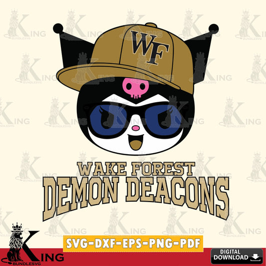 Wake Forest Demon Deacons Kuromi Football Cool SVG file, Cricut, Cut file  , Digital Download , Instant Download, Sanrio svg, Clipart