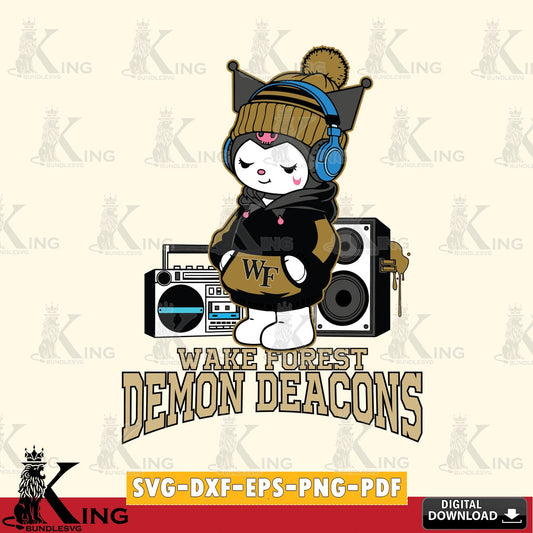 Wake Forest Demon Deacons Kuromi Football Music SVG file, Cricut, Cut file  , Digital Download , Instant Download, Sanrio svg, Clipart