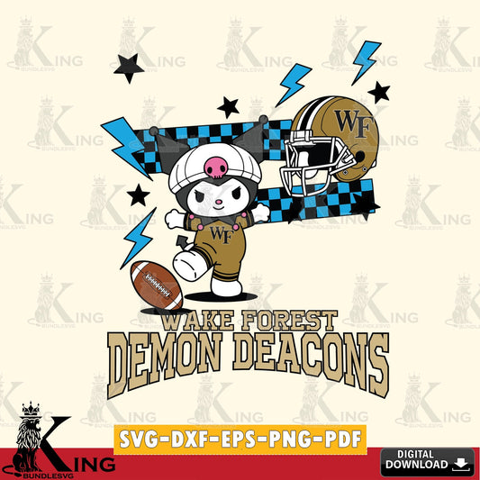 Wake Forest Demon Deacons Kuromi Game Day SVG file, Cricut, Cut file  , Digital Download , Instant Download, Sanrio svg, Clipart