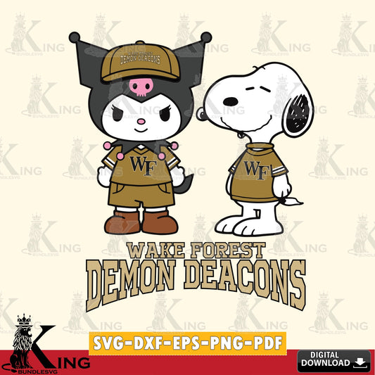 Wake Forest Demon Deacons Kuromi Snoopy Football SVG file, Cricut, Cut file  , Digital Download , Instant Download, Sanrio svg, Clipart