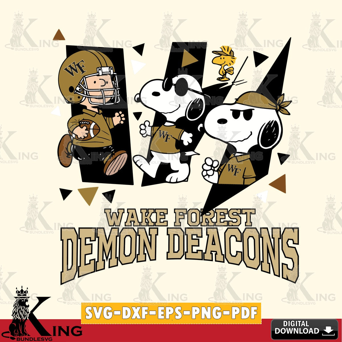 Wake Forest Demon Deacons Peanuts Joe Cool SVG, Cricut, Cut file  , Digital Download , Instant Download, Peanuts svg, NCAA svg, Football svg, Sport svg