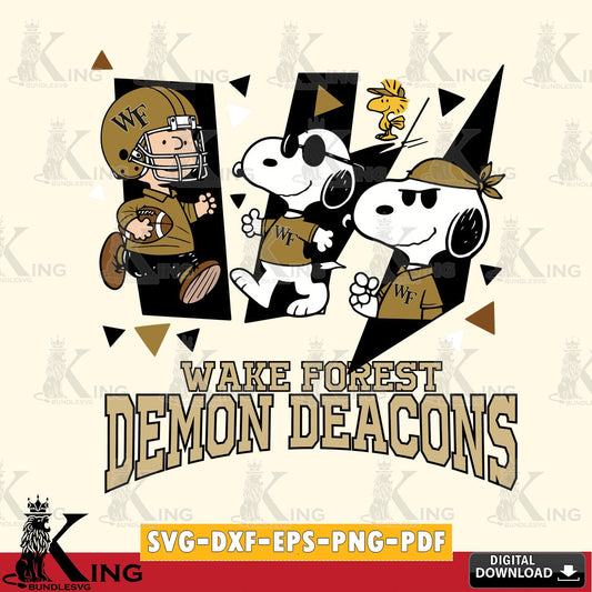 Wake Forest Demon Deacons Peanuts Joe Cool SVG, Cricut, Cut file  , Digital Download , Instant Download, Peanuts svg, NCAA svg, Football svg, Sport svg
