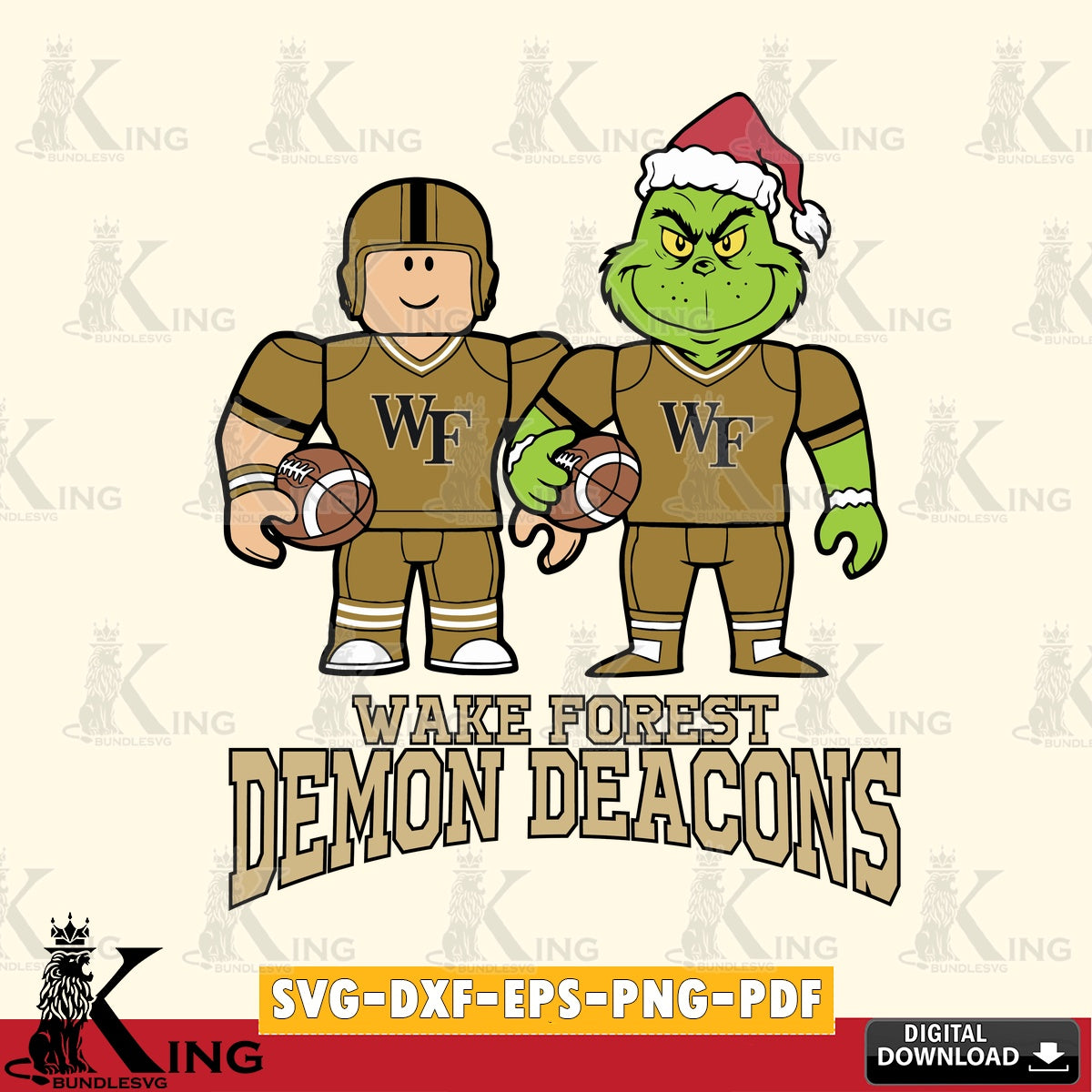 Wake Forest Demon Deacons Roblox & Grinch Football SVG file , NCAA Cricut,  File cut , Digital Download , PDF File