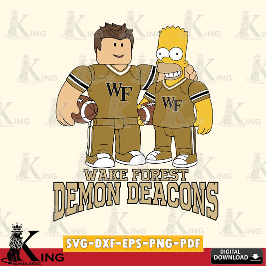 Wake Forest Demon Deacons Roblox & Homer Simpson Football SVG file , NCAA Cricut,  File cut , Digital Download , PDF File
