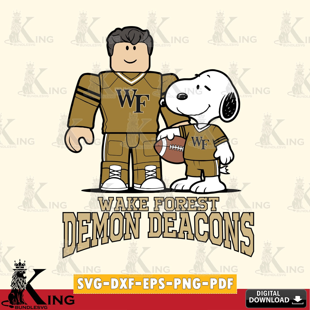 Wake Forest Demon Deacons Roblox & Snoopy Football SVG file , NCAA Cricut,  File cut , Digital Download , PDF File