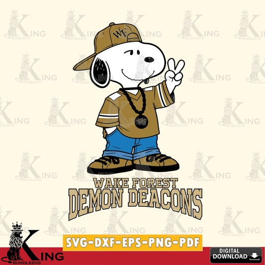 Wake Forest Demon Deacons Snoopy Say hi SVG, Cricut, Cut file  , Digital Download , Instant Download, Peanuts svg, NCAA svg, Football svg, Sport svg