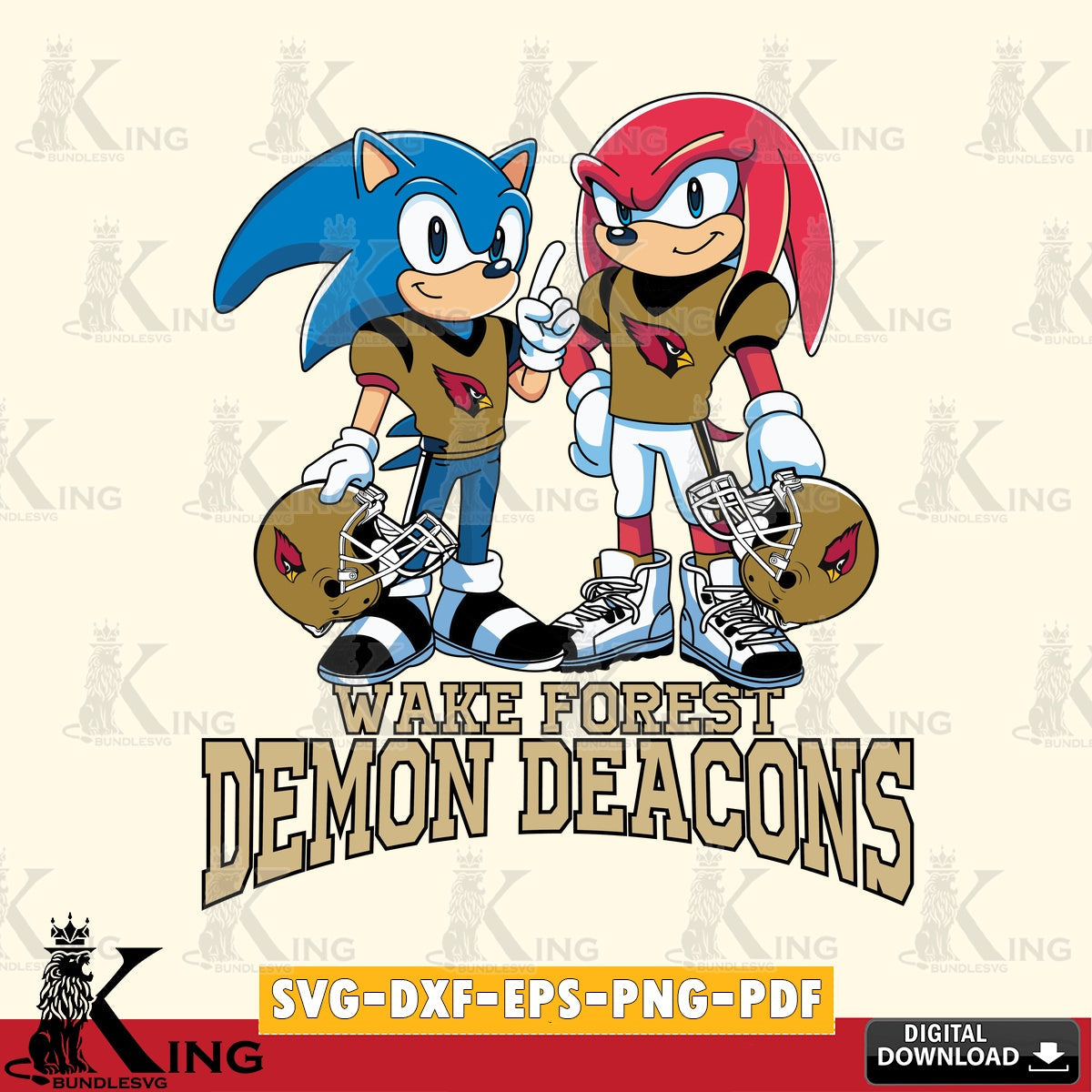 Wake Forest Demon Deacons Sonic And Knuckles Football SVG file, Vector , Digital Download , PDF File , Instant Download