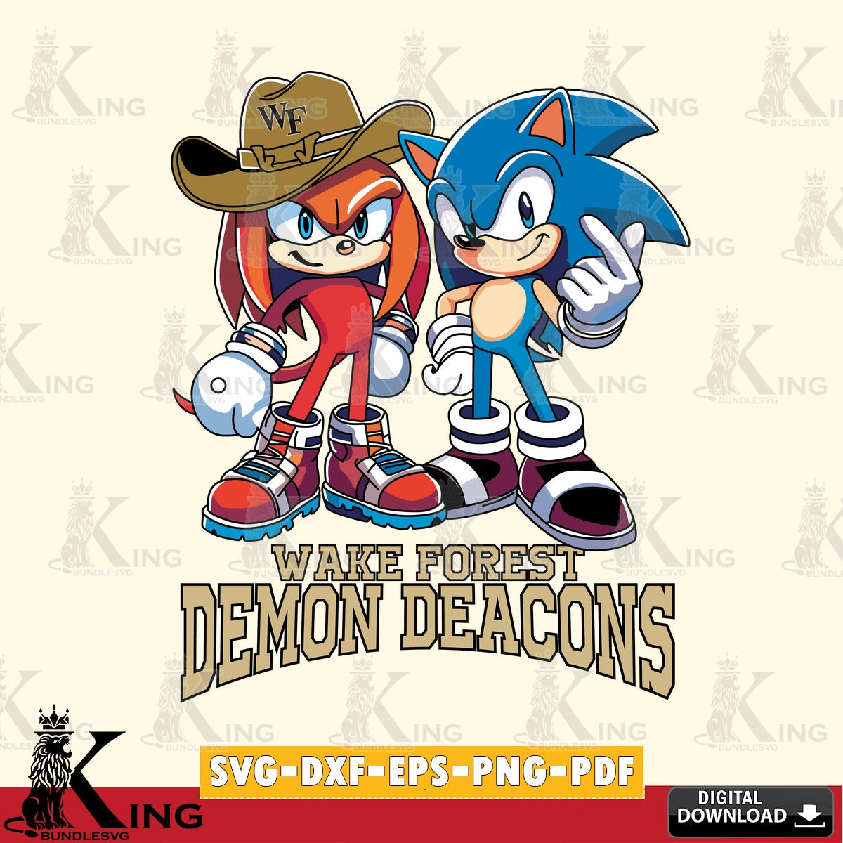 Wake Forest Demon Deacons Sonic & Knuckles Football Mascot SVG file, Vector , Digital Download , PDF File , Instant Download