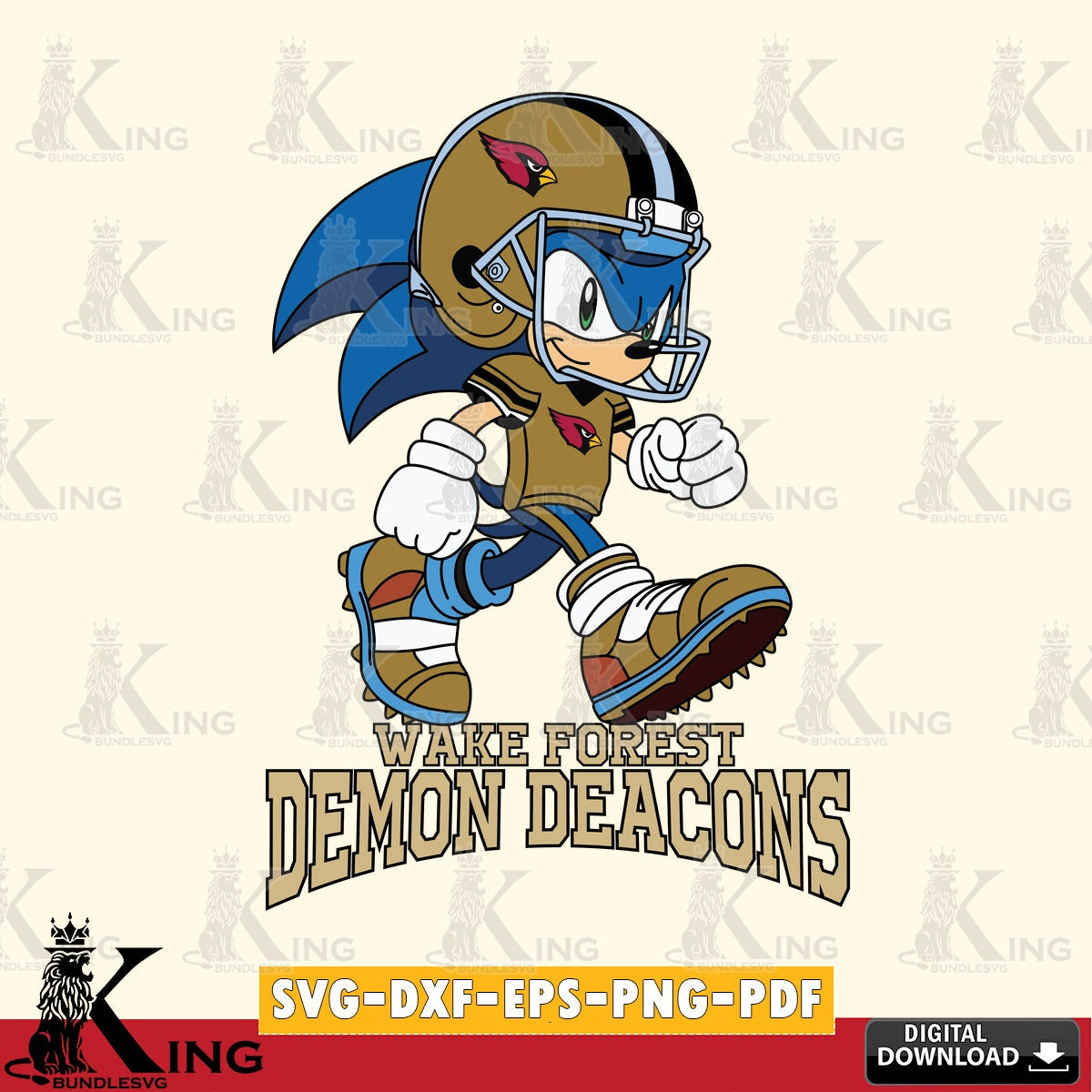 Digital clipart of Wake Forest Demon Deacons sonic ready football PNG clipart for sublimation printing and graphic design