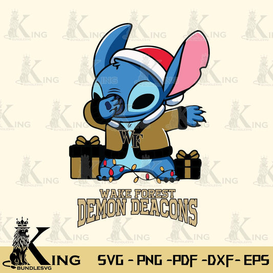 Wake Forest Demon Deacons Stitch Merry Christmas Svg Eps Dxf Png File, Digital Download