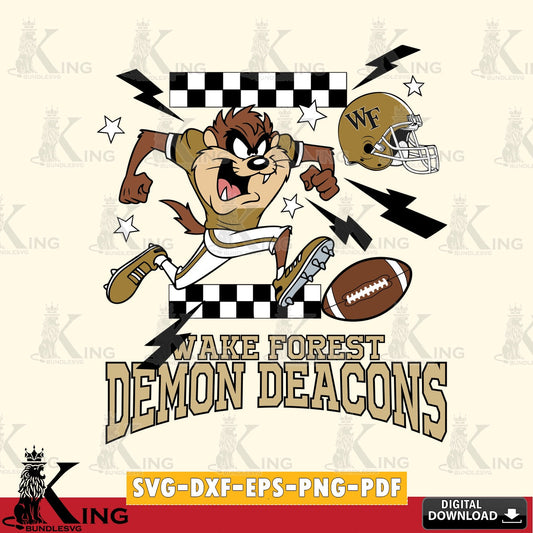 Wake Forest Demon Deacons Taz Football Lightning SVG file, Cut file  , Digital Download , Instant Download, Taz svg, NCAA svg