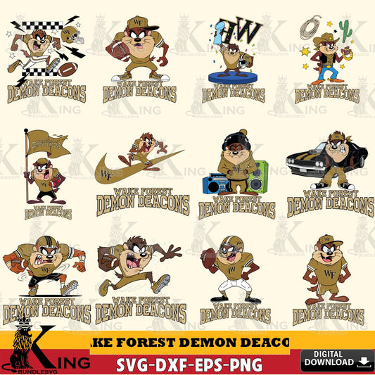 Wake Forest Demon Deacons Taz Football NCAA Bundle SVG file, Cut file  , Digital Download , Instant Download, Taz svg, NCAA svg