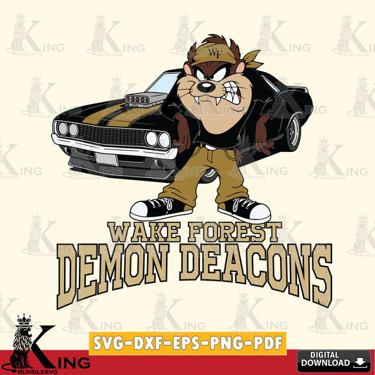 Wake Forest Demon Deacons Taz Racing Car SVG file, Cut file  , Digital Download , Instant Download, Taz svg, NCAA svg