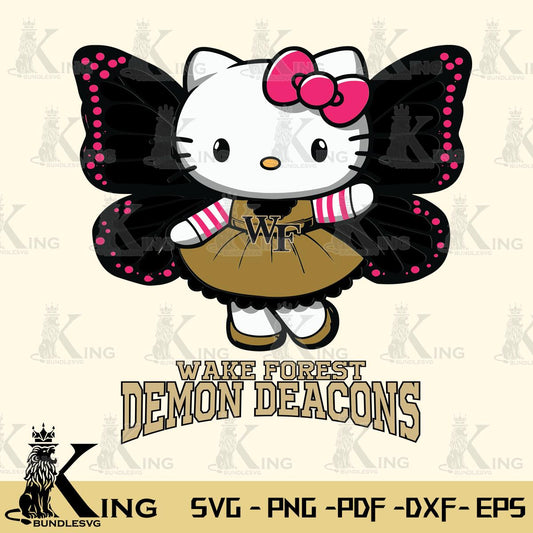 Wake Forest Demon Deacons Whimsical Kitty Wings Svg Eps Dxf Png File, Digital Download