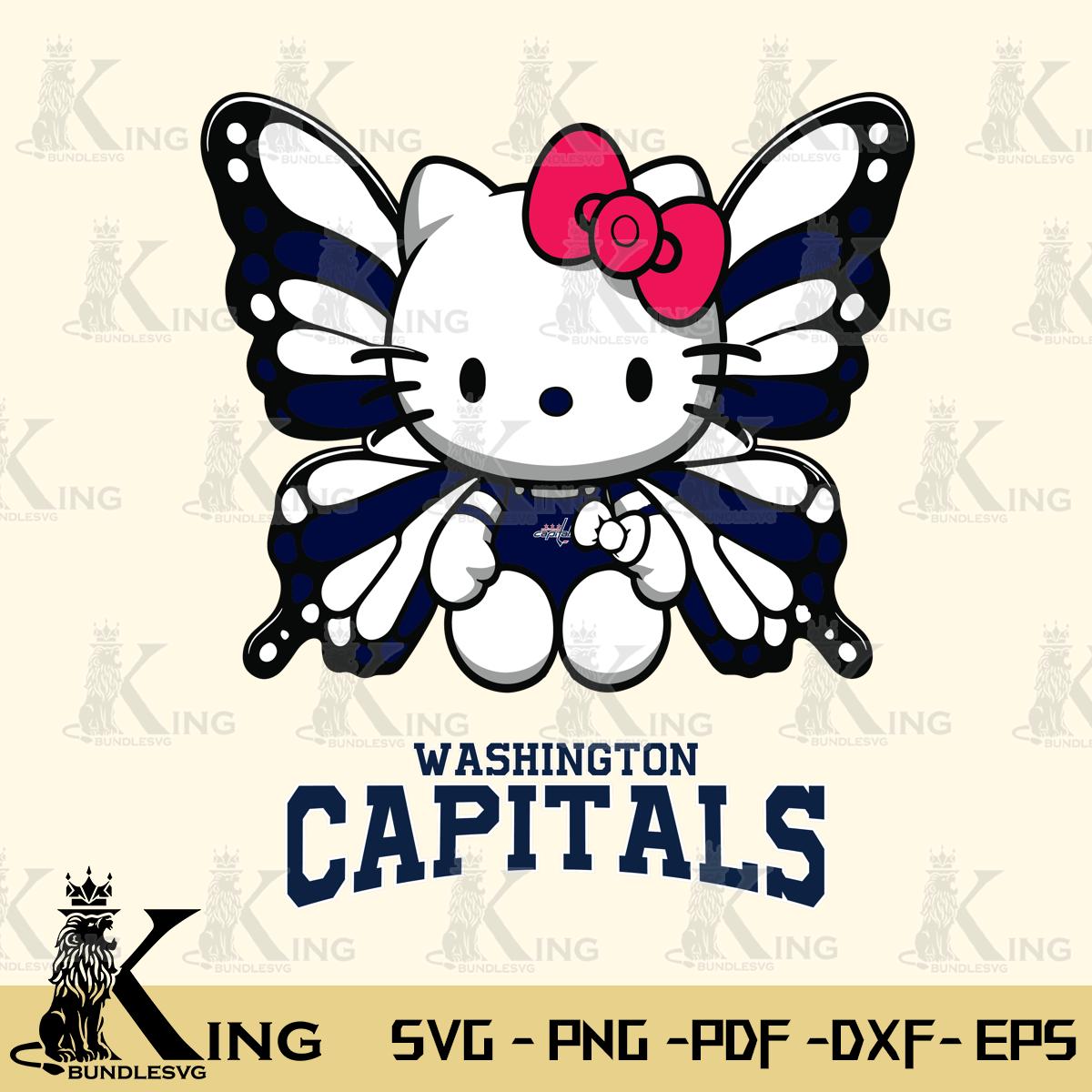 Washington Capitals Butterfly Kitty Delight Svg Eps Dxf Png File, Digital Download