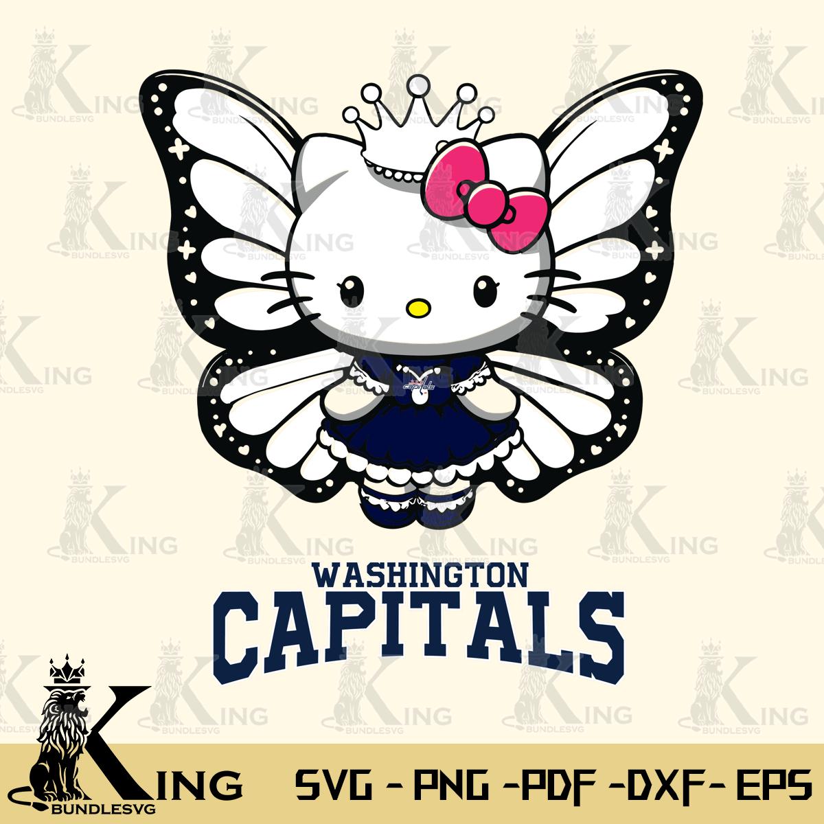 Washington Capitals Kitty Wings & Flowers Svg Eps Dxf Png File, Digital Download