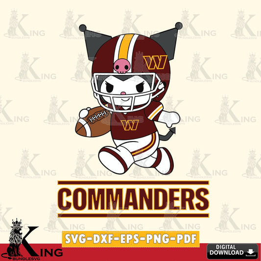Washington Football Team Kuromi Football Run SVG file, Cricut, Cut file  , Digital Download , Instant Download, Sanrio svg, Clipart