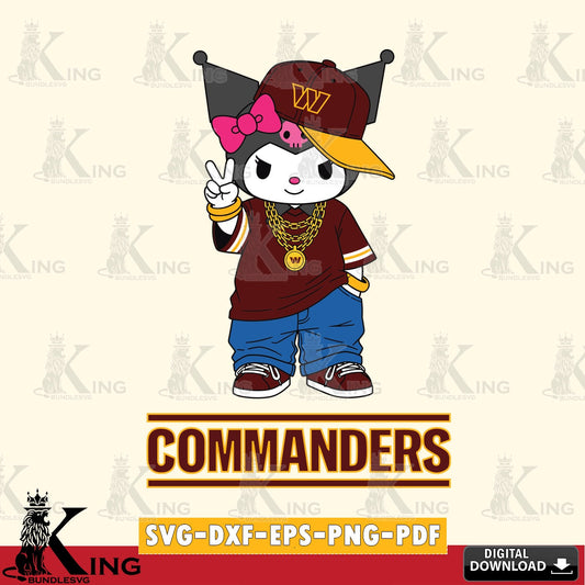 Washington Football Team Kuromi Streetwear Style SVG file, Cricut, Cut file  , Digital Download , Instant Download, Sanrio svg, Clipart