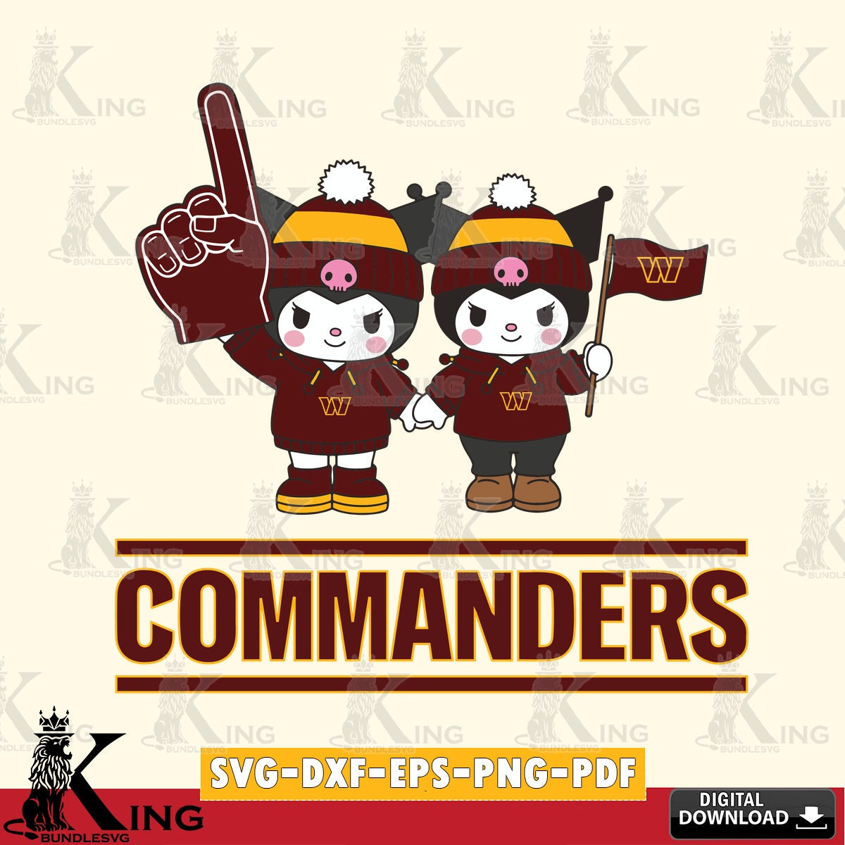 Washington Football Team Kuromi rugby Fan SVG file, Cricut, Cut file  , Digital Download , Instant Download, Sanrio svg, Clipart