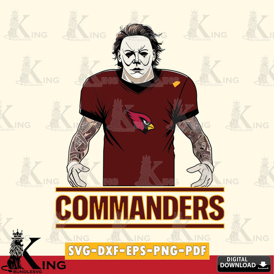 High-quality graphic of Washington Football Team Michael Myers tattoo football, crafting file for iron-on transfer and vinyl