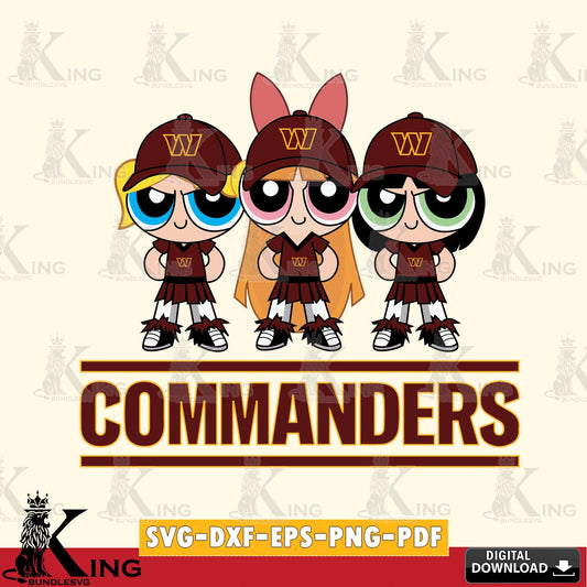 Vector design showing Washington Football Team PowerPuff Girls football, versatile clip art for stickers, decals, and mugs.