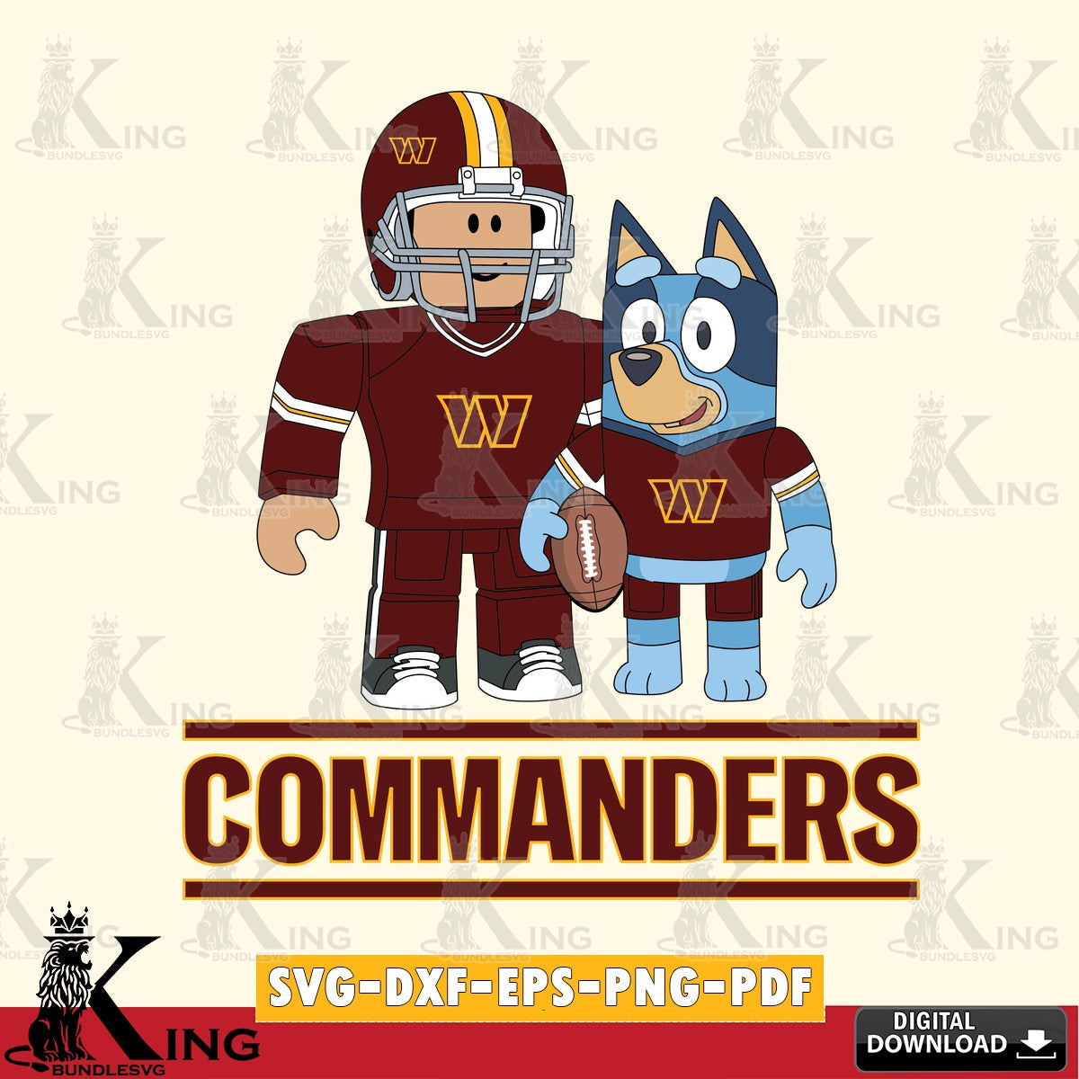 Washington Football Team Roblox & Bluey Football SVG file , Cricut, NFL  File cut , Digital Download , PDF File