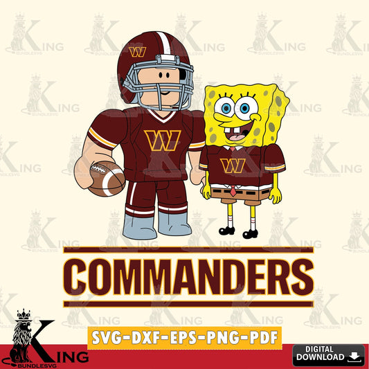 Creative design featuring Washington Football Team Roblox & Spongebob Football, high-quality vector for DIY scrapbooking and home