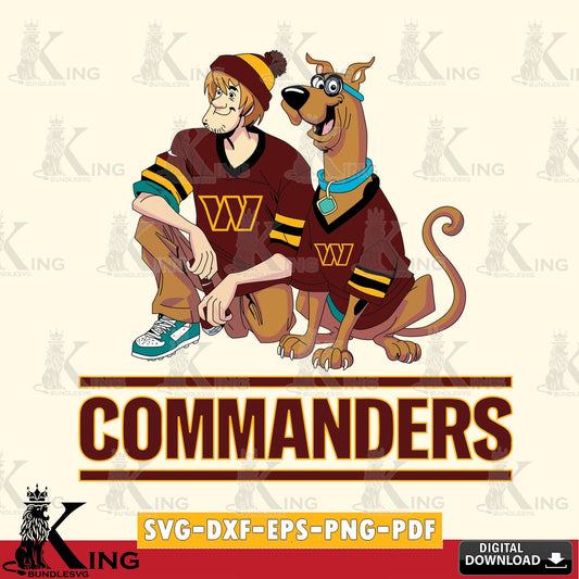 Unique artwork depicting Washington Football Team Shaggy and Scooby Doo football, digital clipart compatible with laser engraving