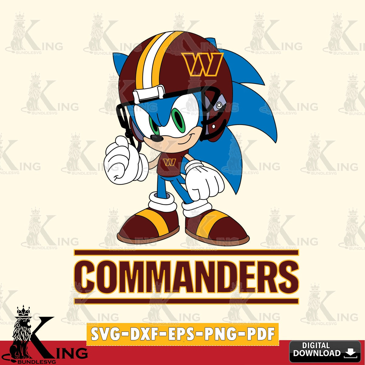 Washington Football Team Sonic Football Mascot SVG file, Vector , Digital Download , PDF File , Instant Download