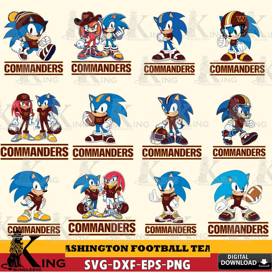 Comprehensive collection of Washington Football Team Sonic & Knuckles NFL Football Bundle crafting file for iron-on transfer and