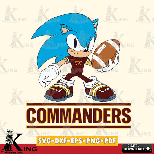 Custom design featuring Washington Football Team Sonic Rugby, PNG clipart for sublimation printing and graphic design