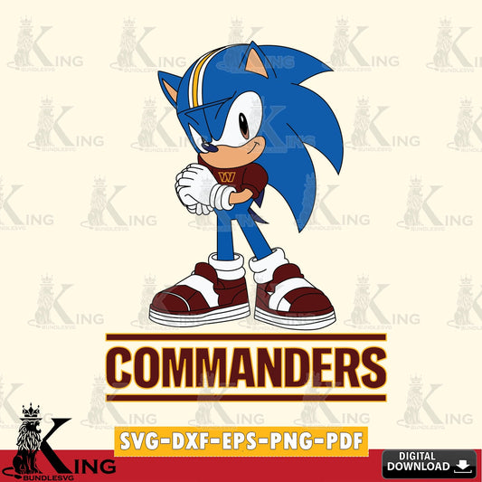 Washington Football Team Sonic cute Football SVG file, Vector , Digital Download , PDF File , Instant Download