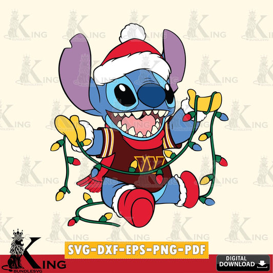 Washington Football Team Stitch Christmas Lights SVG, NFL for Cricut, Silhouette, Digital Download , file cut