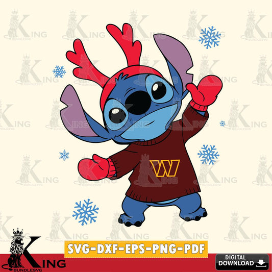 Washington Football Team Stitch Santa Christmas SVG, NFL for Cricut, Silhouette, Digital Download , file cut