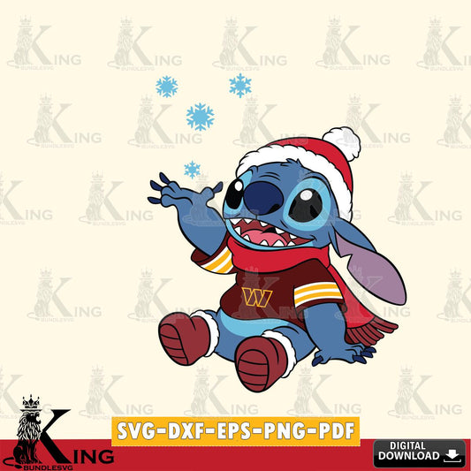 Washington Football Team Stitch Wearing Winter Scarf SVG, NFL for Cricut, Silhouette, Digital Download , file cut