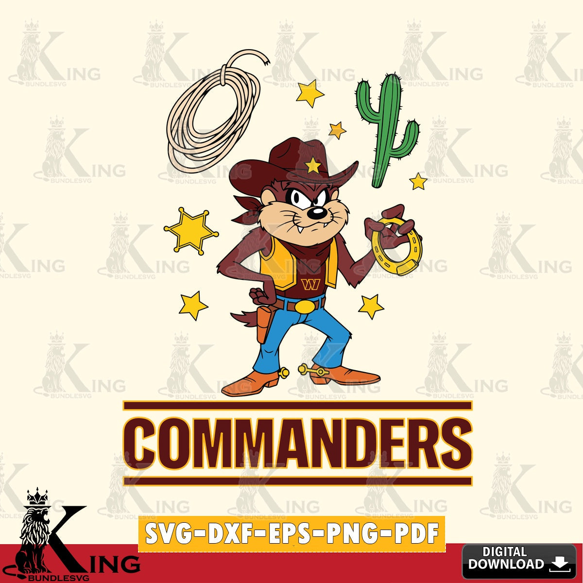 Washington Football Team Taz Cowboy Western Cut file  , Digital Download , Instant Download, Looney Tunes svg, Football svg
