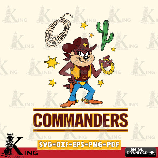 Washington Football Team Taz Cowboy Western Cut file  , Digital Download , Instant Download, Looney Tunes svg, Football svg