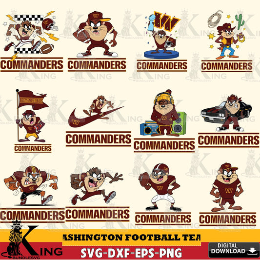 Washington Football Team Taz (Looney Tunes) Football NFL Bundle Cut file  , Digital Download , Instant Download, Looney Tunes svg, Football svg