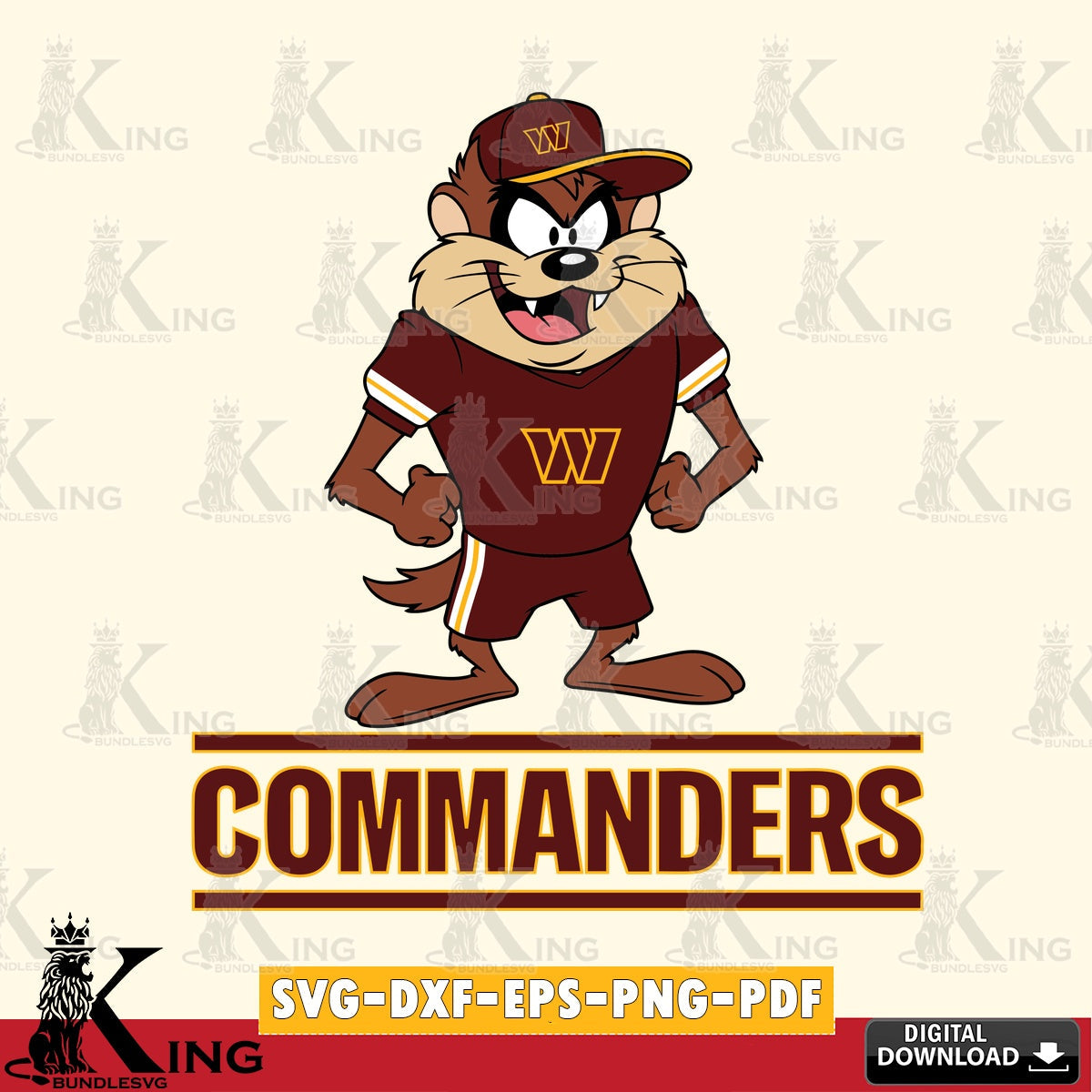 Washington Football Team Taz Standing Pose Cut file  , Digital Download , Instant Download, Looney Tunes svg, Football svg