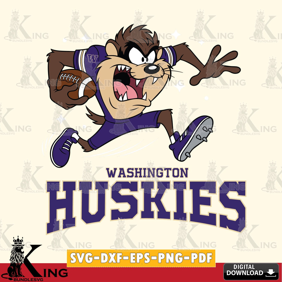 Washington Huskies Angry Taz Football SVG file, Cut file  , Digital Download , Instant Download, Taz svg, NCAA svg