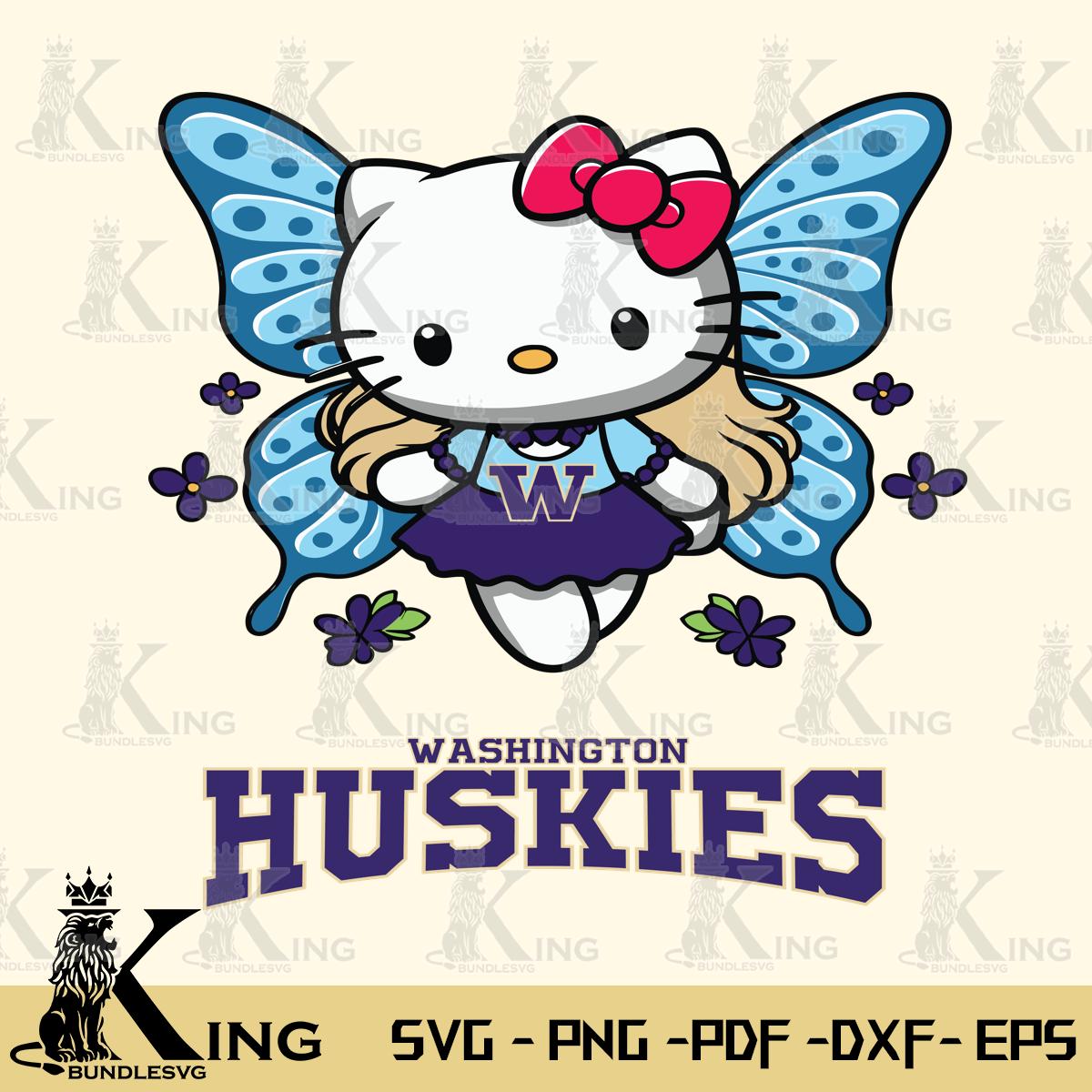 Washington Huskies Butterfly Kitty Charm Svg Eps Dxf Png File, Digital Download