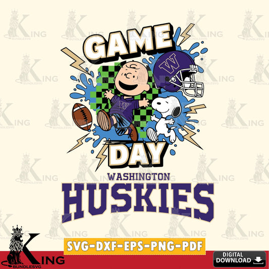 Washington Huskies Game Day Peanuts SVG, Cricut, Cut file  , Digital Download , Instant Download, Peanuts svg, NCAA svg, Football svg, Sport svg