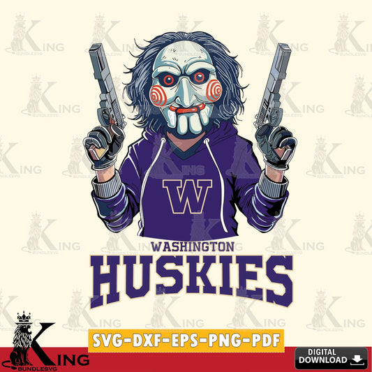 Beautiful illustration of Washington Huskies Jigsaw Billy Football, crafting file for iron-on transfer and vinyl decals