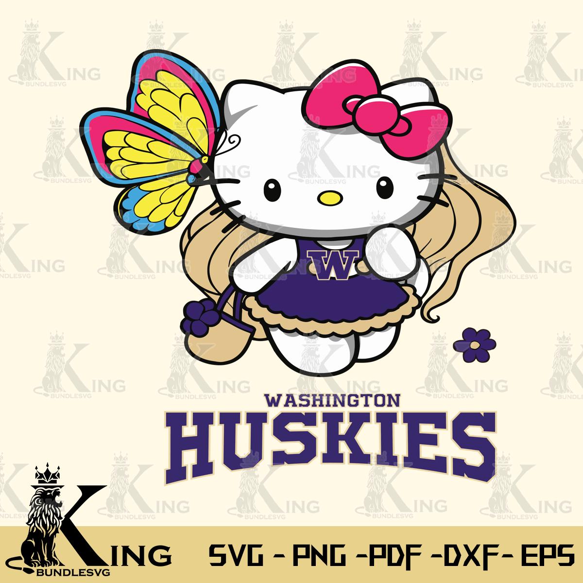 Washington Huskies Kitty Cartoon Svg Eps Dxf Png File, Digital Download