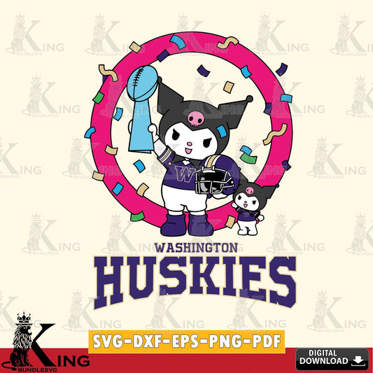 Washington Huskies Kuromi Football Champion SVG file, Cricut, Cut file  , Digital Download , Instant Download, Sanrio svg, Clipart