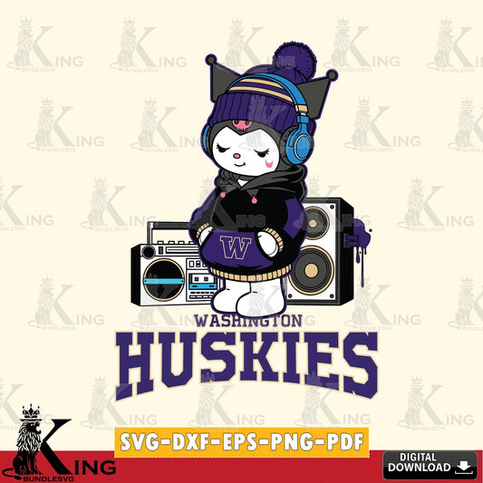 Washington Huskies Kuromi Football Music SVG file, Cricut, Cut file  , Digital Download , Instant Download, Sanrio svg, Clipart